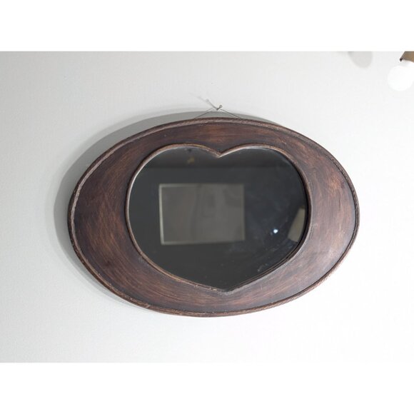 Vintage Farmhouse mirror with Heart shaped Cut out, Large wooden oval hallway - Picture 6 of 8